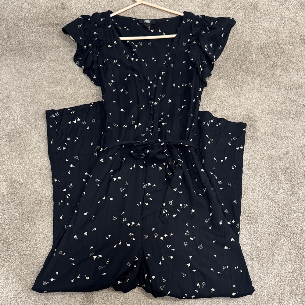 PAIGE Black Jumpsuit with White Pattern